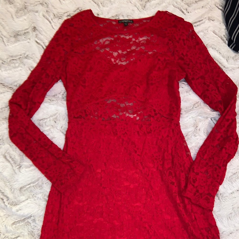 Express Red Lace Dress